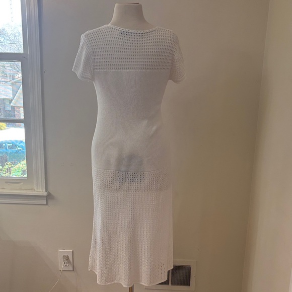 Lauren Ralph Lauren White Knit V-Neck Midi Dress - Picture 4 of 8